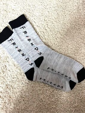 FRIENDS Logo Crew Socks - Light Gray with Black Accents